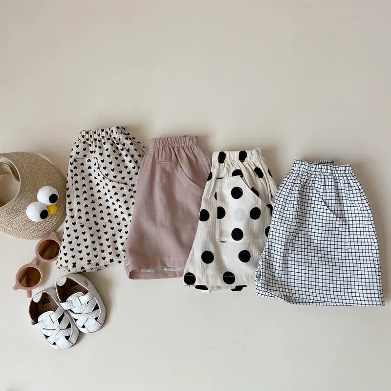 Baby Heart Dots Plaid Basic Shorts