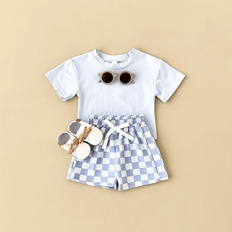 Baby 2-Piece Soft Checkerboard Sweatsuit Set