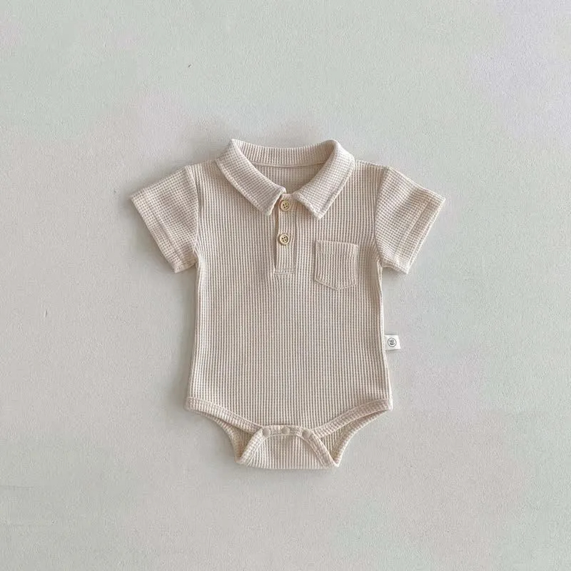 Baby Waffle Pocket Solid Color Bodysuit