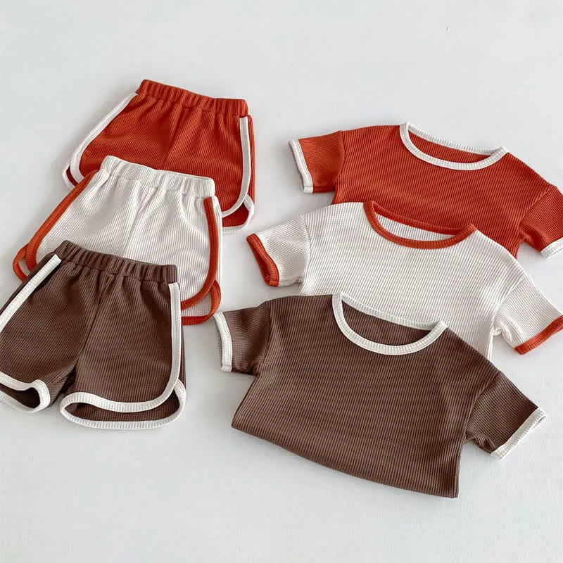 Baby 2-Piece Simple Waffle Sweatsuit Set