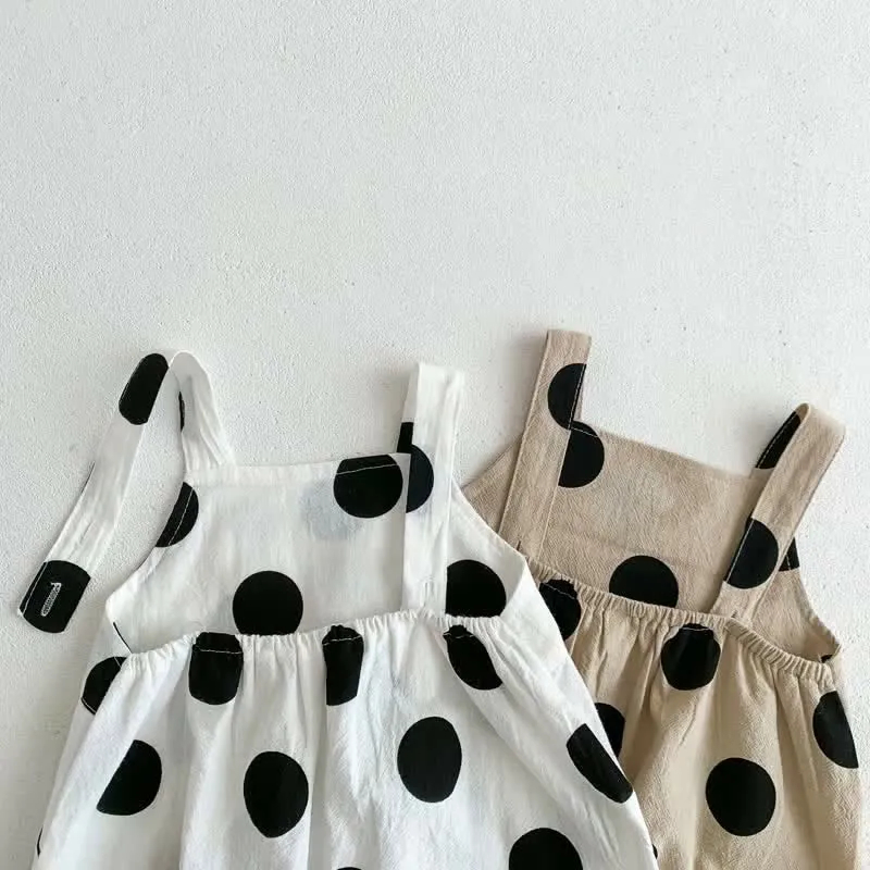 Baby Vintage Polka Dot Overall and Hat Set