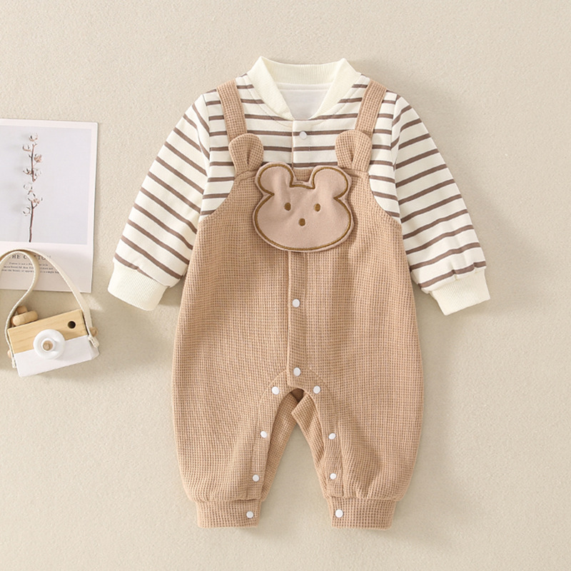 Baby Blue Bear Waffle Romper