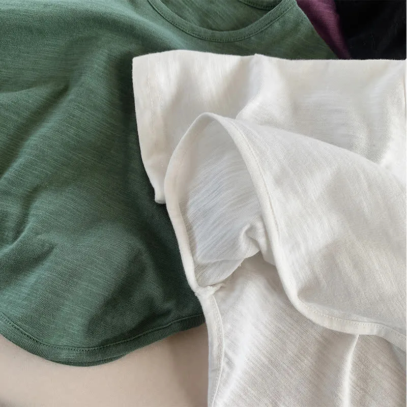 Kid Solid Color Retro Soft T-shirt