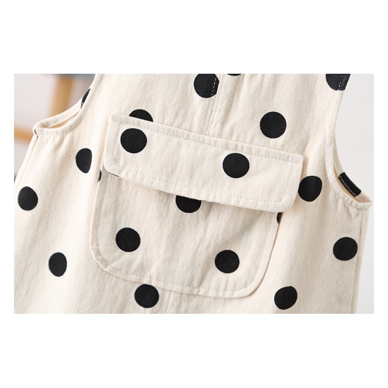 Toddler Lovely Black Dots Pocket Overalls