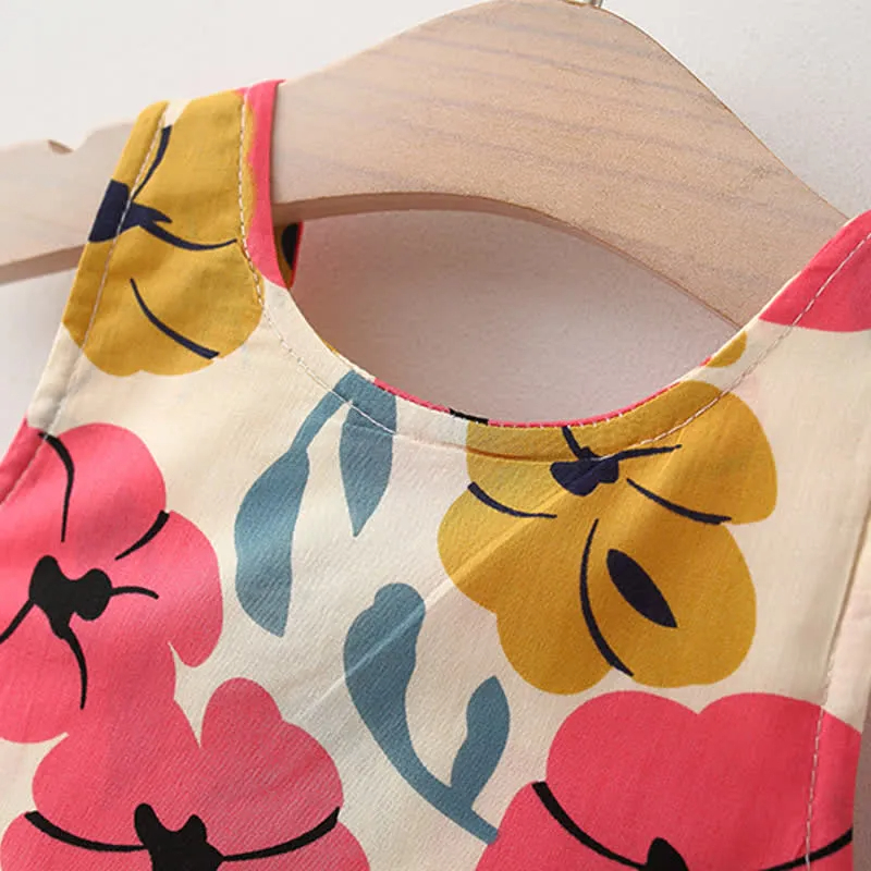 Baby Bowknot Florals Dress with Hat