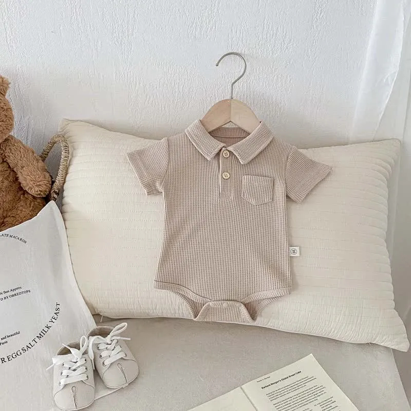 Baby Waffle Pocket Solid Color Bodysuit