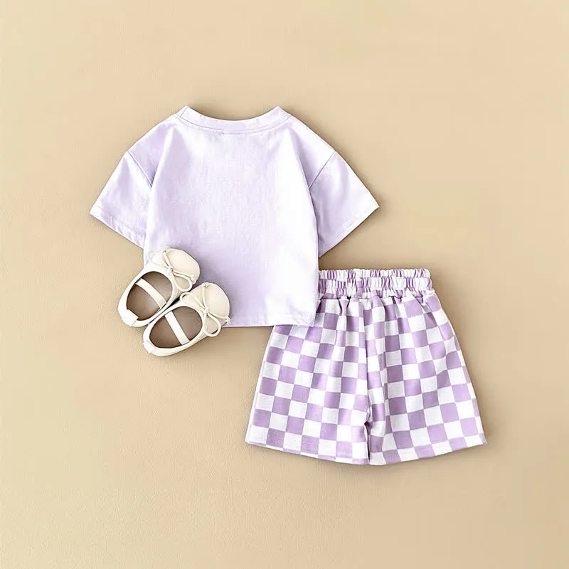 Baby 2-Piece Soft Checkerboard Sweatsuit Set