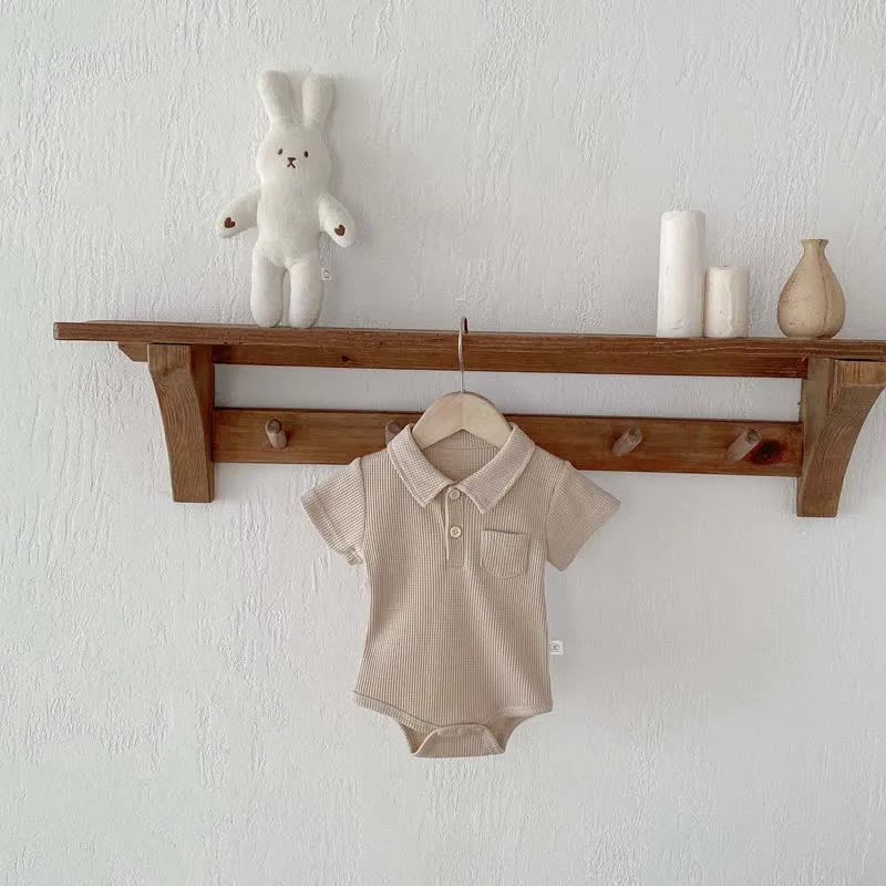 Baby Waffle Pocket Solid Color Bodysuit