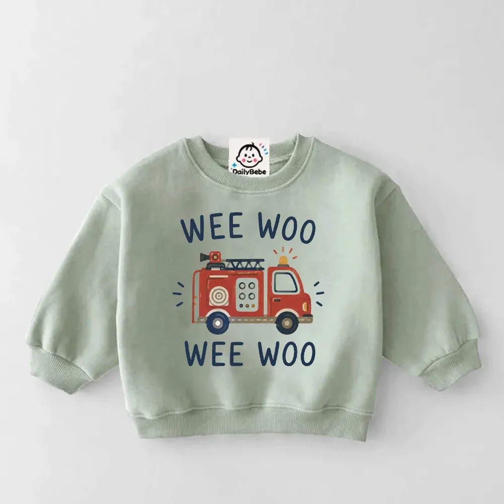 WEE WOO Baby Toddler Fire Truck Sweatshirt
