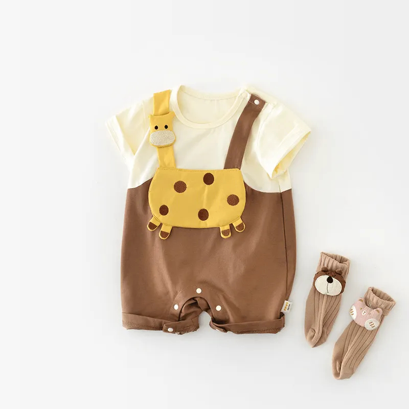 Baby Giraffe Fake Two Pieces Romper