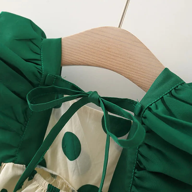 Baby Dots Ruffled Dress with Hat