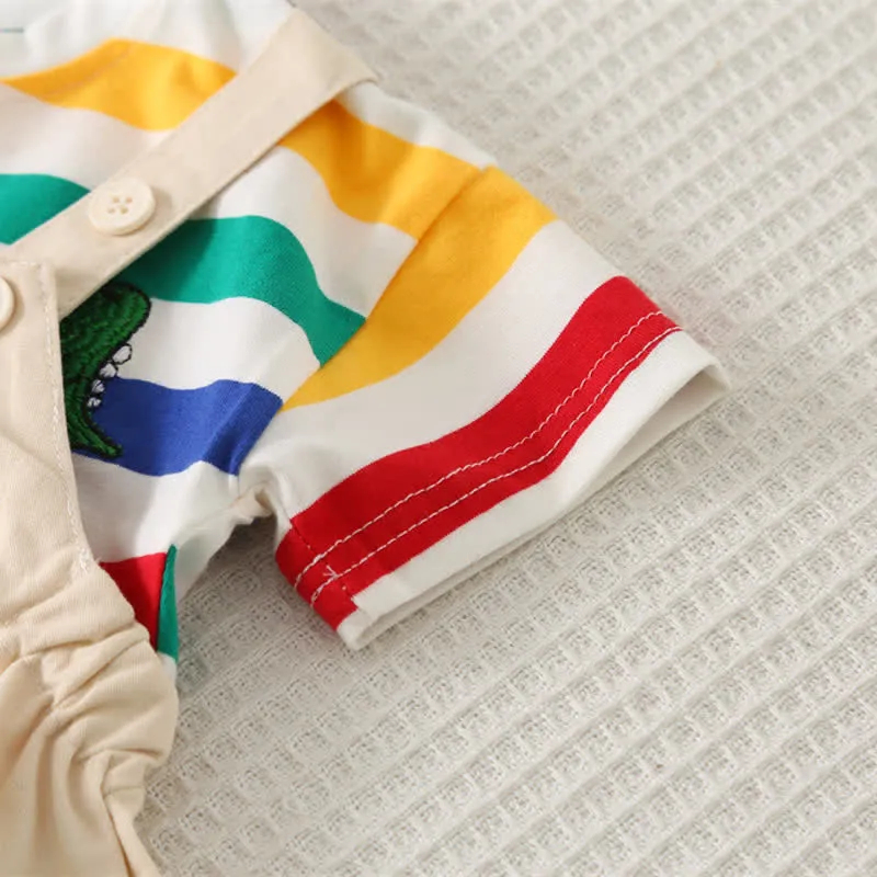 Baby 2-Piece Multicolor Striped Dinosaur Set