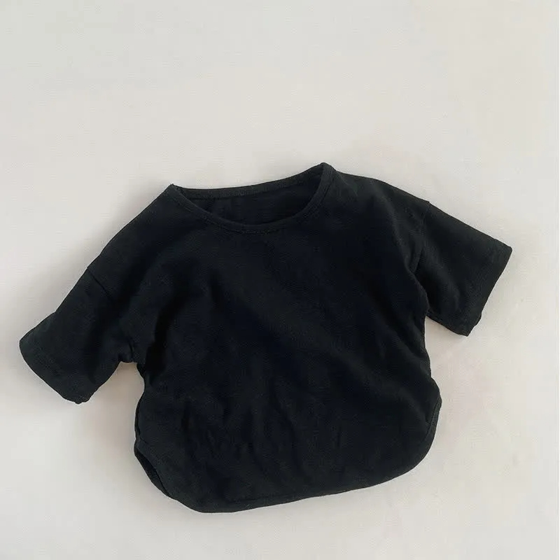 Kid Solid Color Retro Soft T-shirt