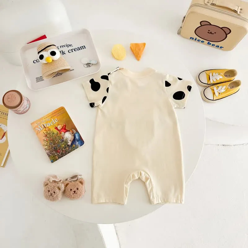 Baby Milk Cow Fake Two Pieces Romper