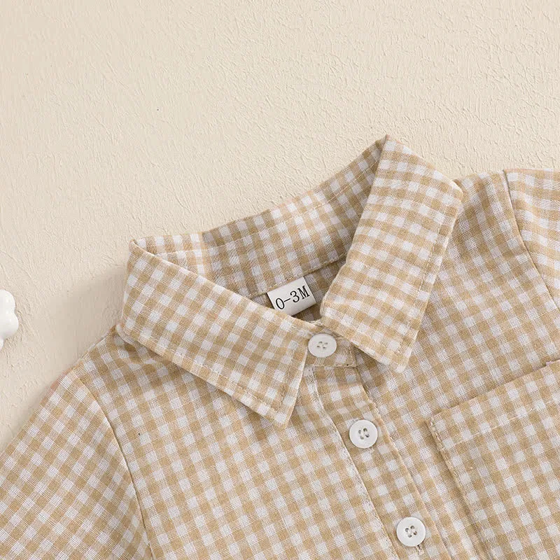 Baby Boy Plaid Pocket Romper