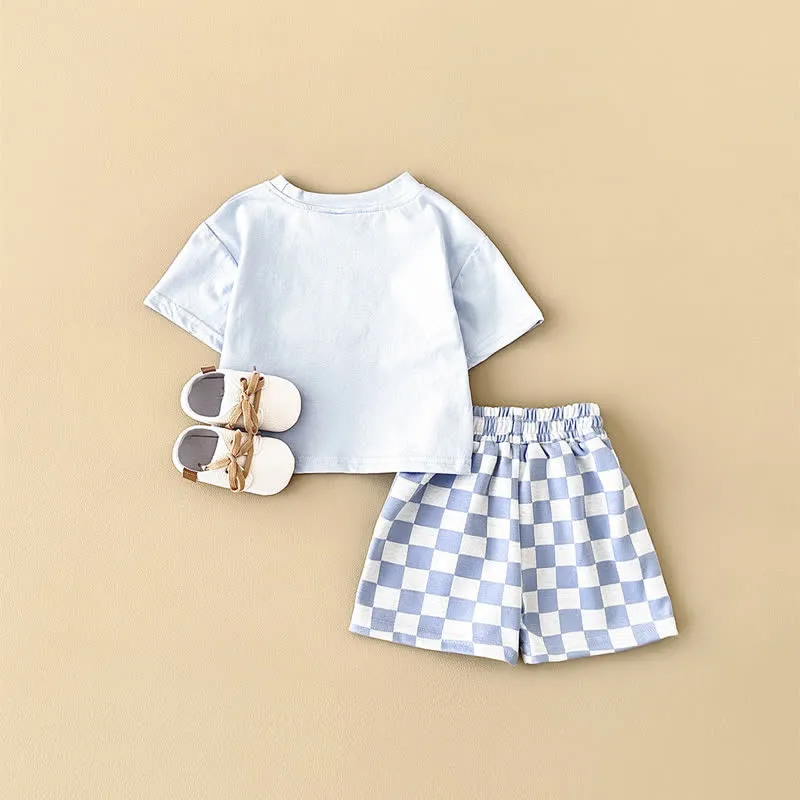 Baby 2-Piece Soft Checkerboard Sweatsuit Set