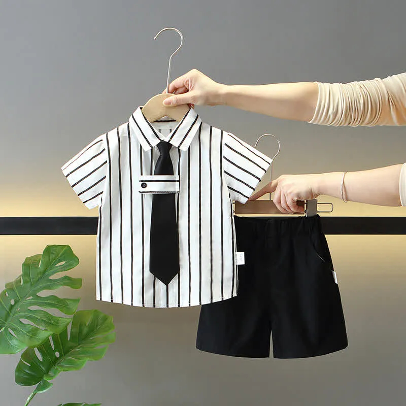 Baby 2-Piece Vertical Striped Polo White Set