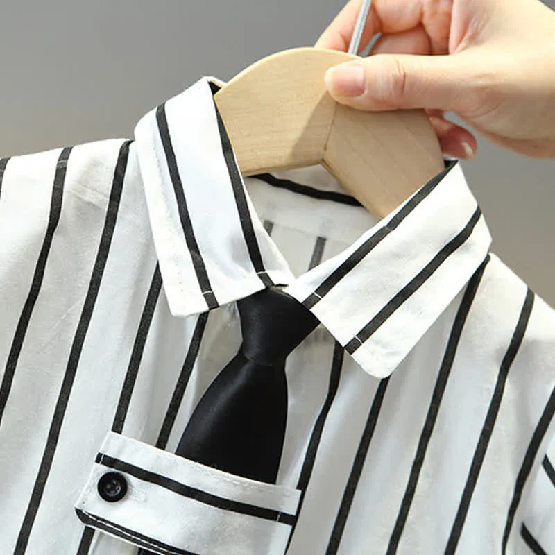 Baby 2-Piece Vertical Striped Polo White Set