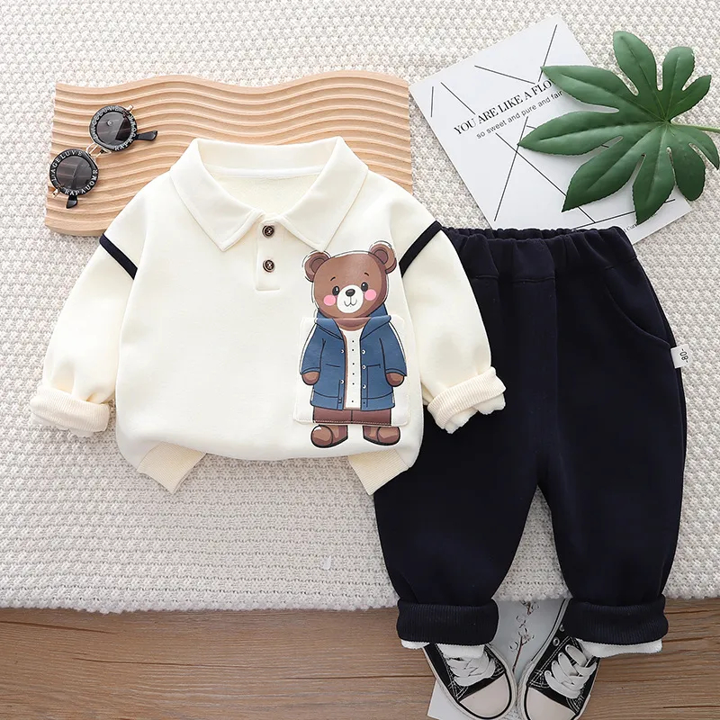 Kid Boy Bear Pattern Winter 2-Piece Set