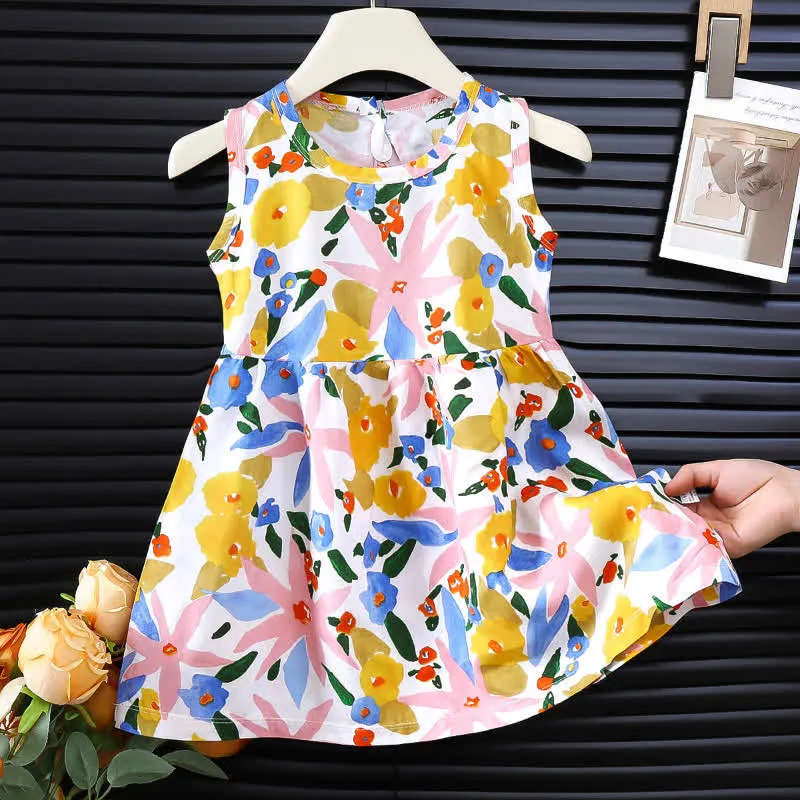 Baby Flower Rainbow Cactus Sleeveless Dress