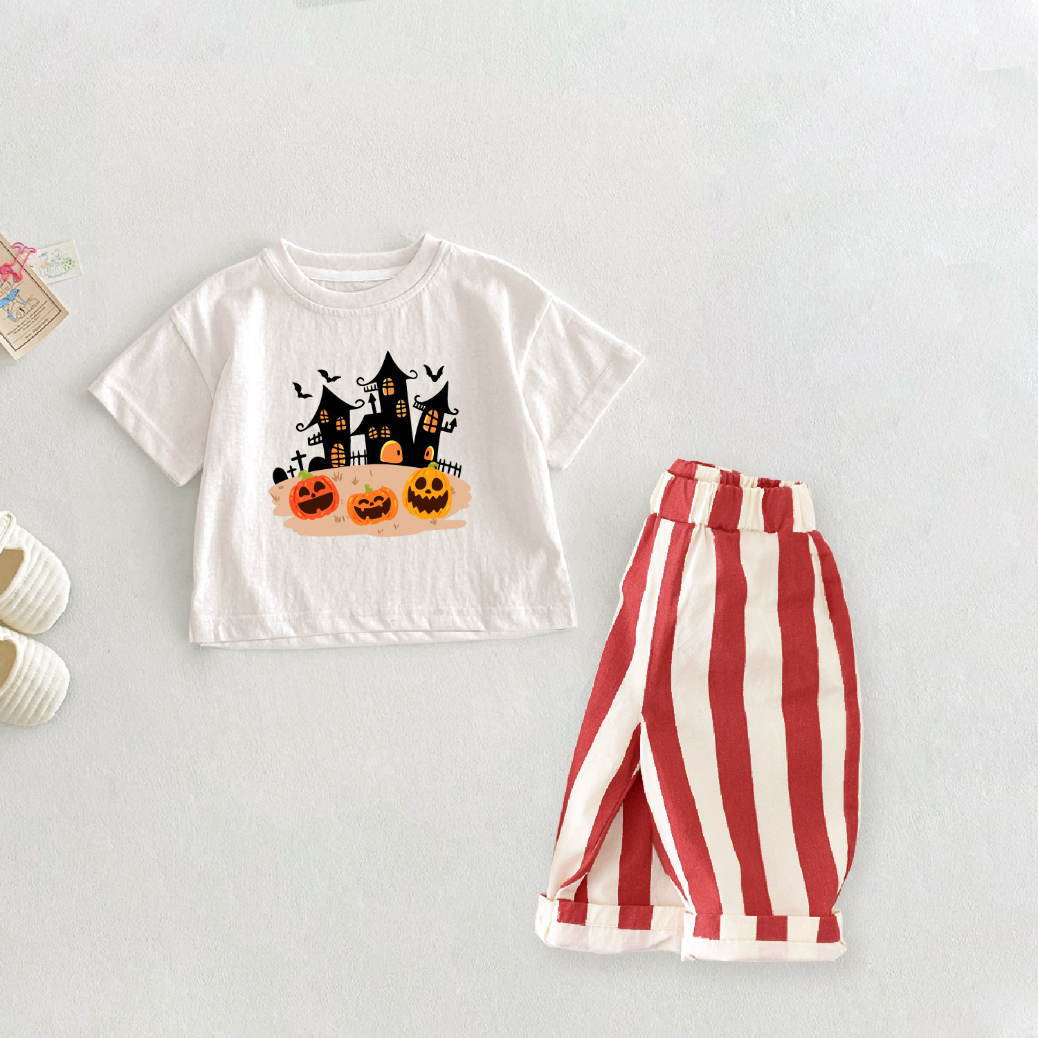 Baby Toddler Castle Bat Pumpkin 2-Piece Set