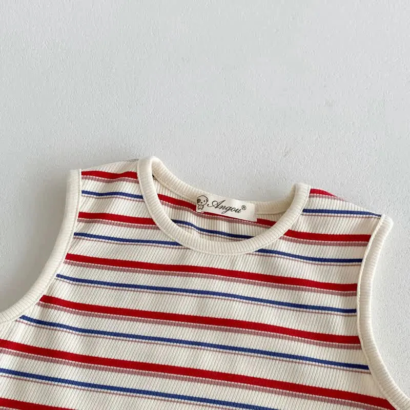 Kid 2-Piece Casual Striped Sleeveless Set