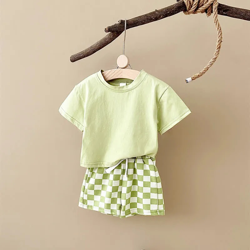 Baby 2-Piece Soft Checkerboard Sweatsuit Set