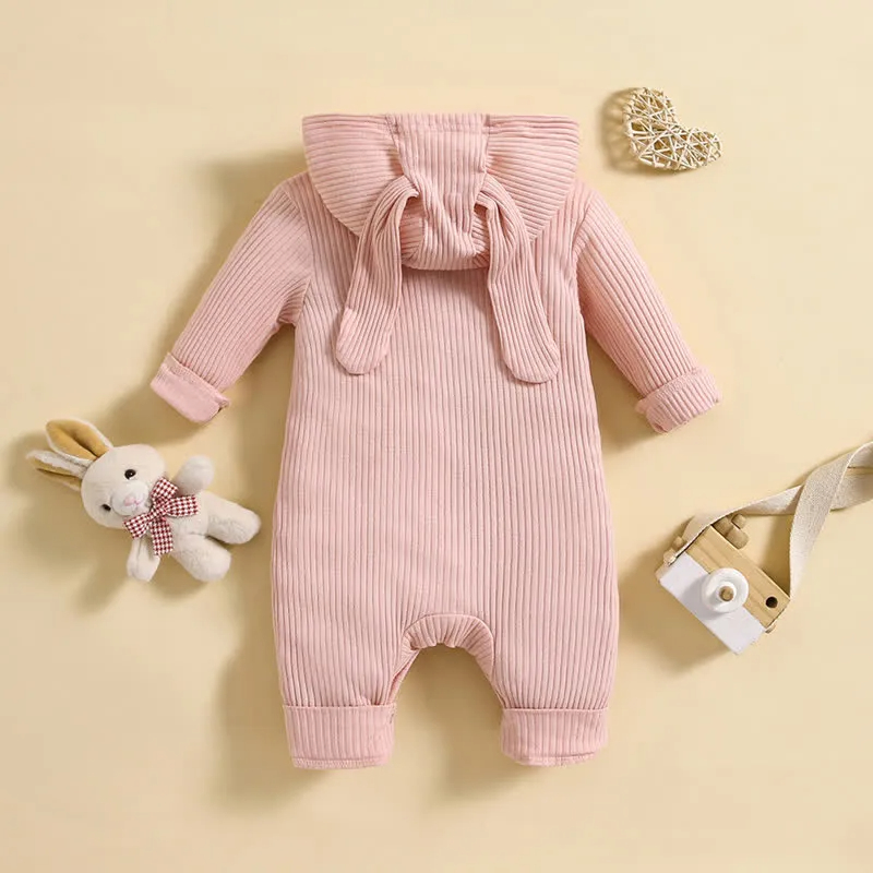 Baby Solid Color Easter Rabbit Ear Romper