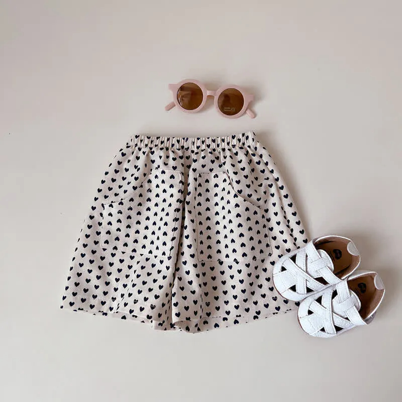 Baby Heart Dots Plaid Basic Shorts