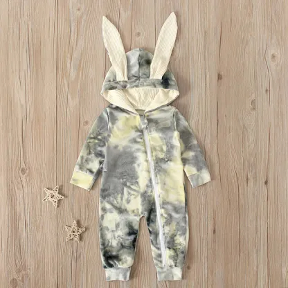 Baby Dyeing Easter Rabbit Ear Hooded Romper