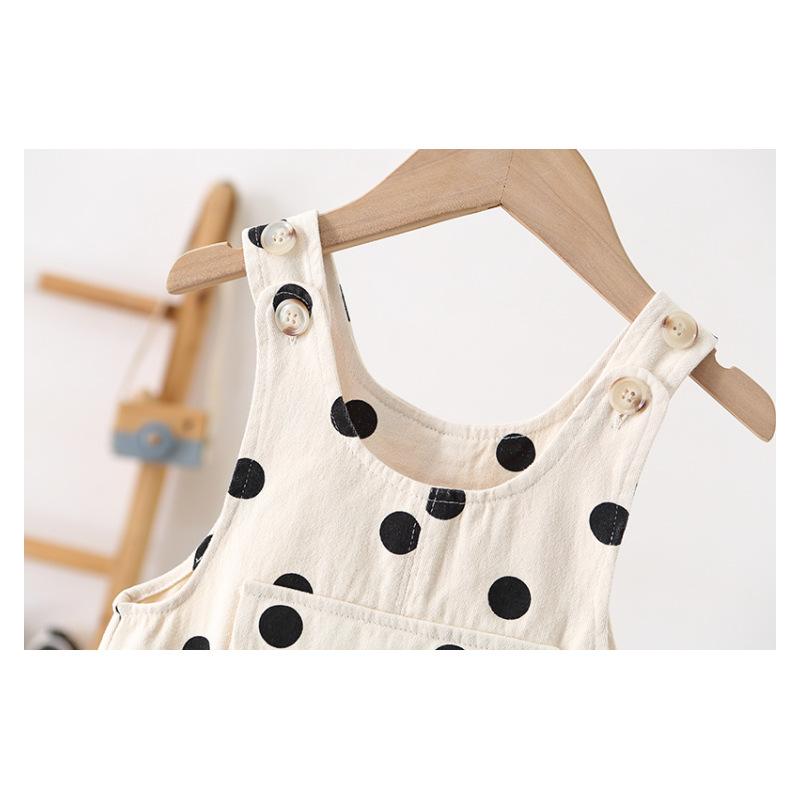 Toddler Lovely Black Dots Pocket Overalls