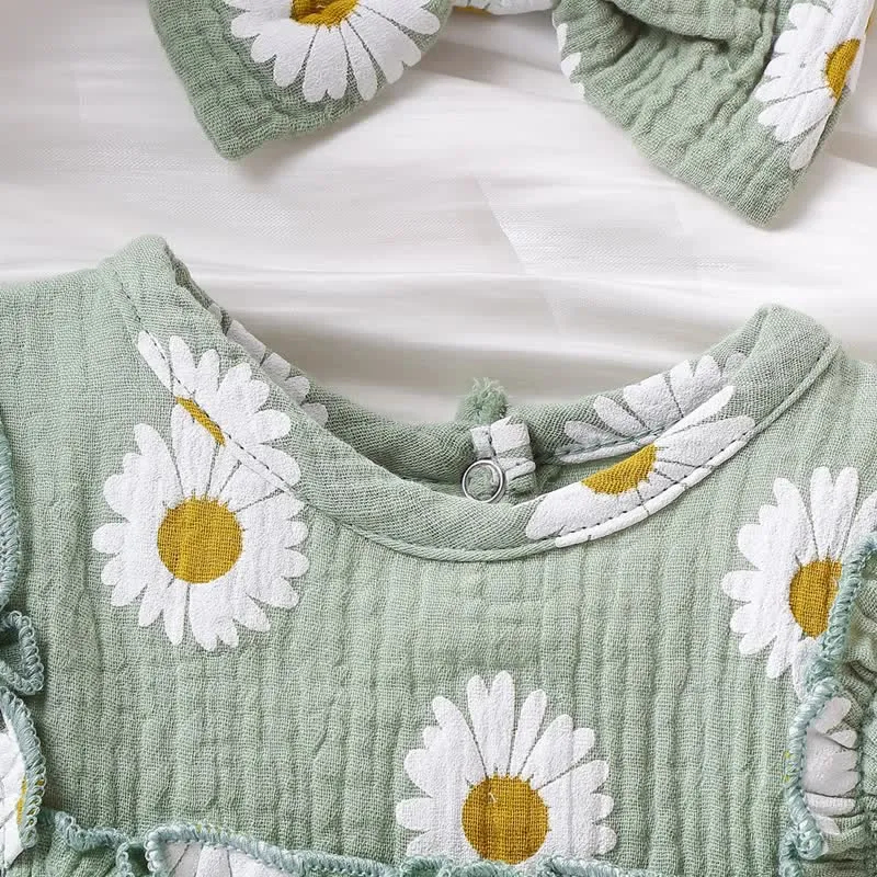 Baby Daisy Pastoral Bodysuit with Headband