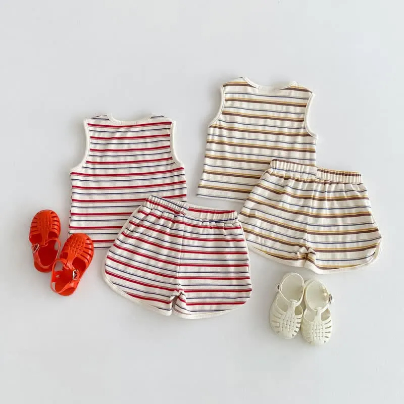Kid 2-Piece Casual Striped Sleeveless Set