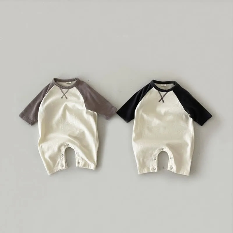 Baby Contrast Color Raglan Romper