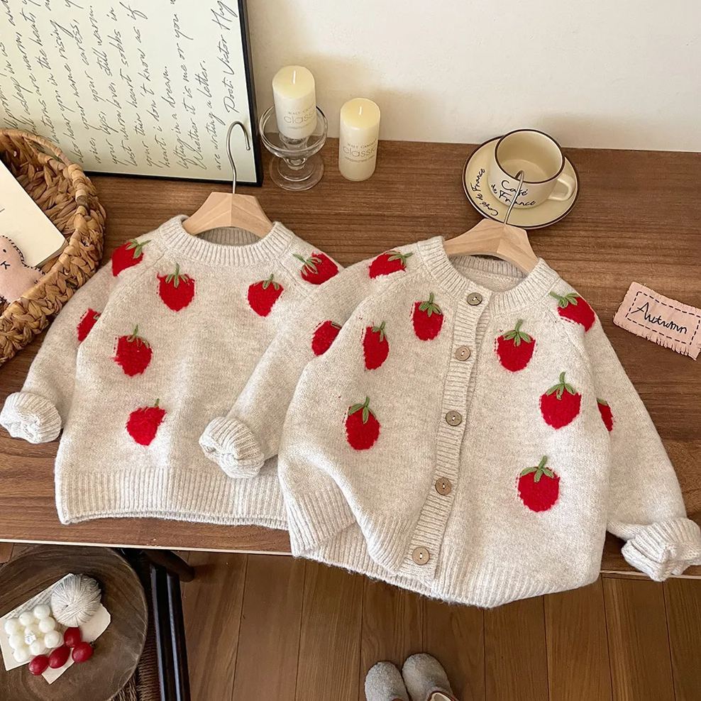 Toddler Cute Strawberry Cardigan Sweater