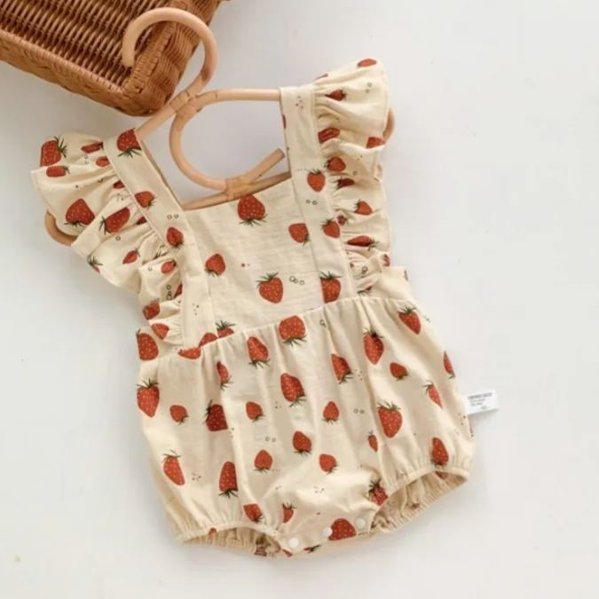 Baby Girl Strawberry Tank Romper