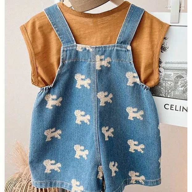 Kid Boy Bear Denim Overalls Shorts