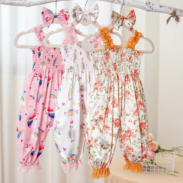 Baby Allover Flower Overalls with Headband