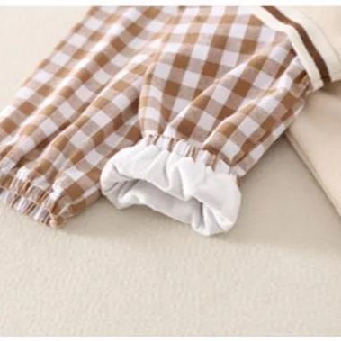  Baby Boy Double Bear Plaid Knot Bow Causual Romper