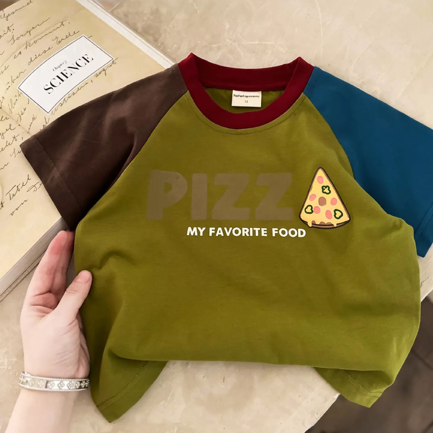 Kid Pizza Popcorn Pattern T-Shirt