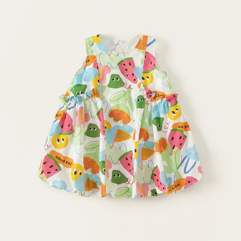 Toddler Girl Colorful Watermelon Sleeveless Dress