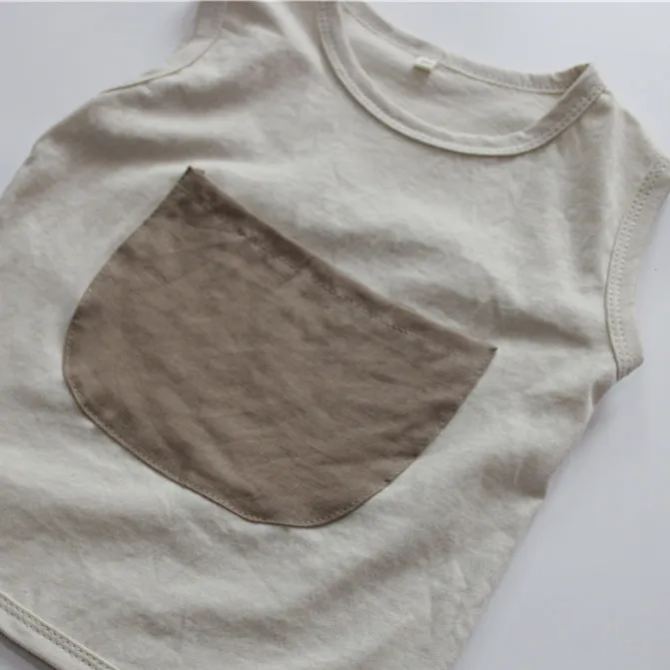 Toddler Contrast Color Big Pocket Tank Top