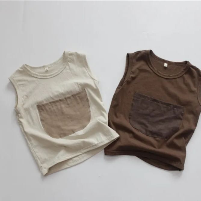 Toddler Contrast Color Big Pocket Tank Top