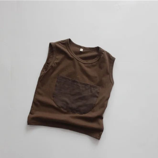 Toddler Contrast Color Big Pocket Tank Top