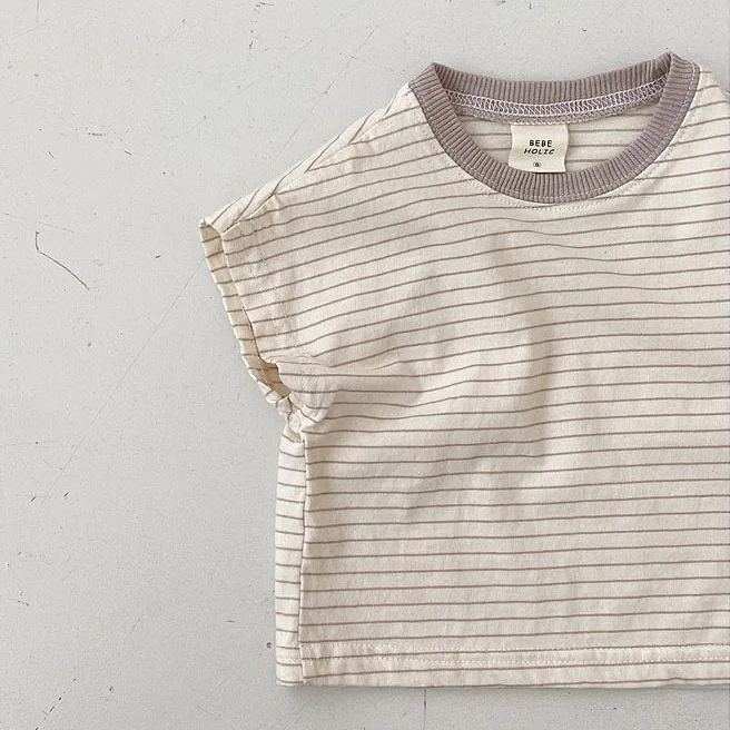 Baby Striped Contrast Collar T-Shirt