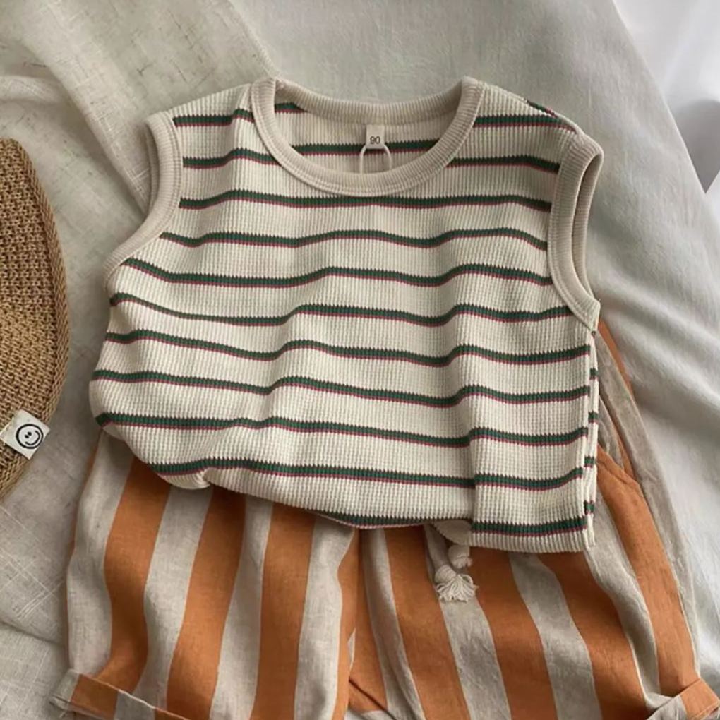 Body Toddler Solid Color Stripe Tank Top