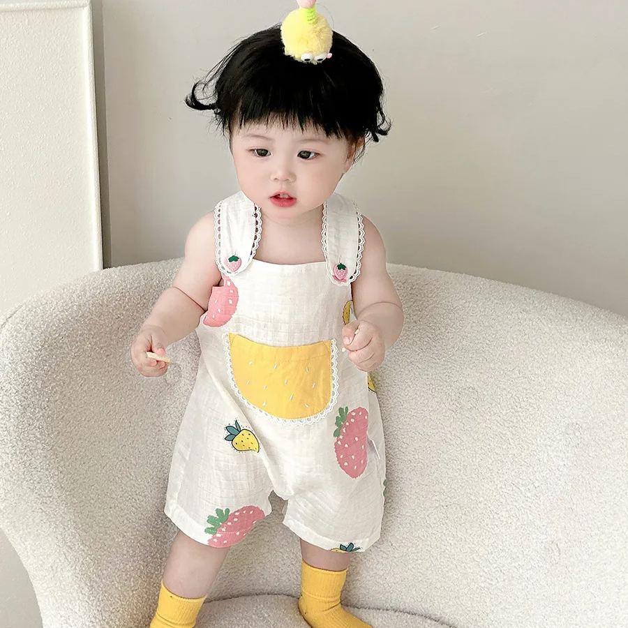 Baby Girl Strawberry Overalls