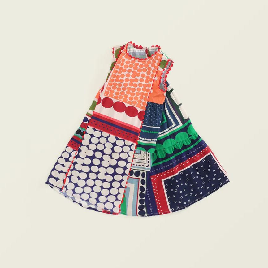 Toddler Girl Contrast Polka Dot Dress