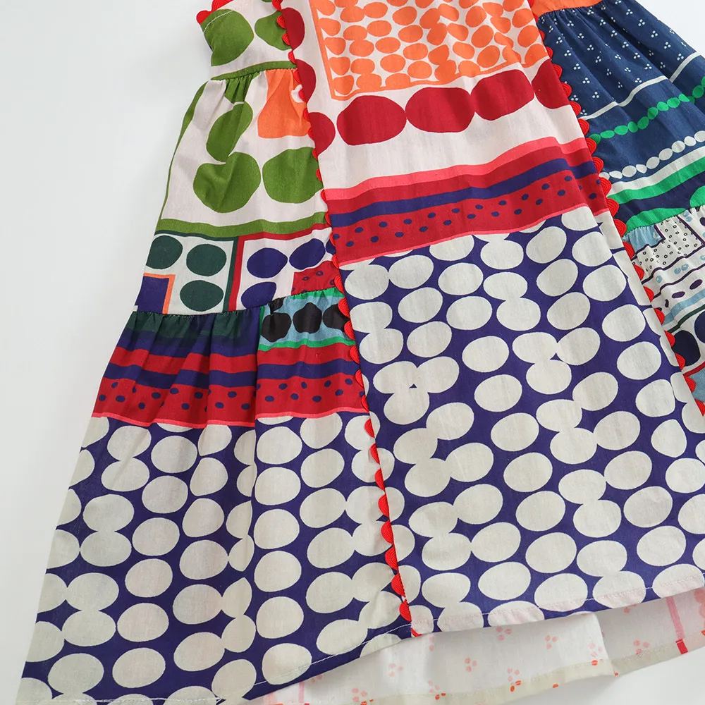 Toddler Girl Contrast Polka Dot Dress