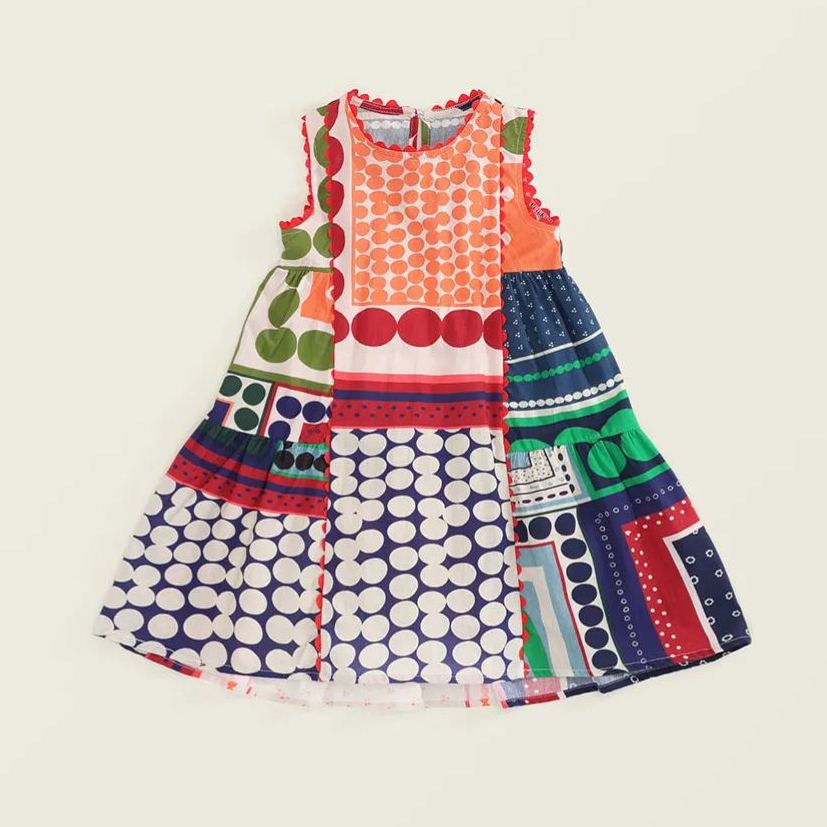 Toddler Girl Contrast Polka Dot Dress